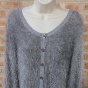 Gray Faux Fur XL Cardigan Rewind Sweater